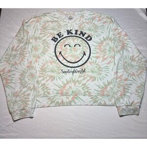 Be Kind tie dye sweatshirt women's XL Smiley World